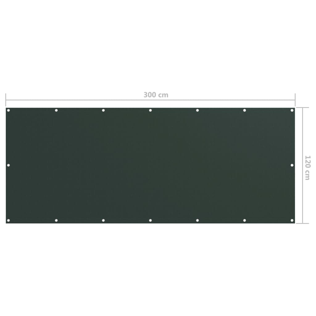 vidaXL Toldo para balcón tela oxford verde oscuro 120x300 cm