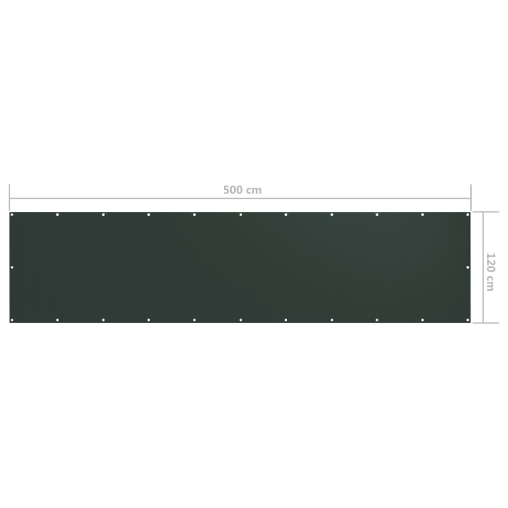 vidaXL Toldo para balcón tela oxford verde oscuro 120x500 cm