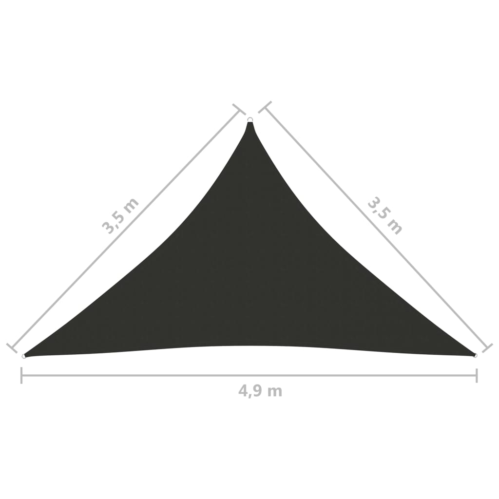 vidaXL Toldo vela triangular tela Oxford gris antracita 3,5x3,5x4,9 m