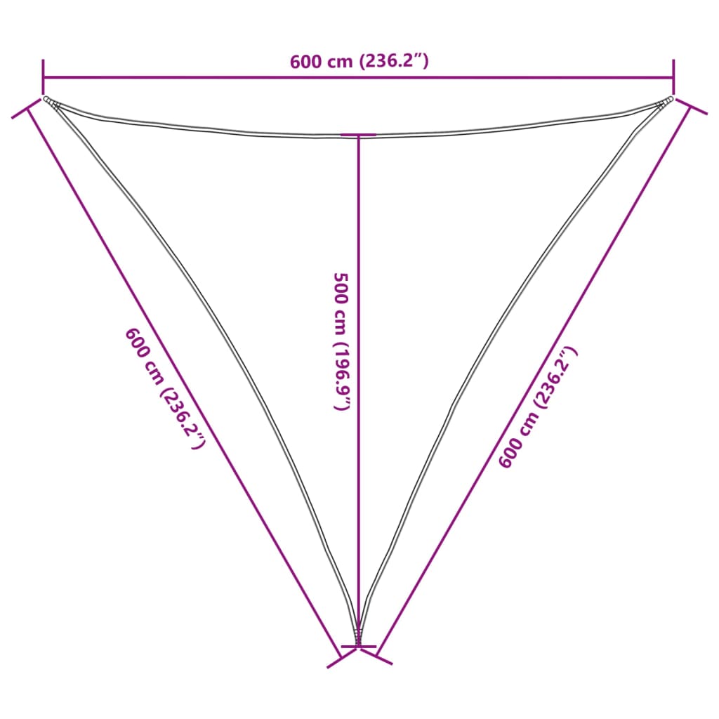 vidaXL Toldo de vela triangular tela Oxford gris antracita 6x6x6 m