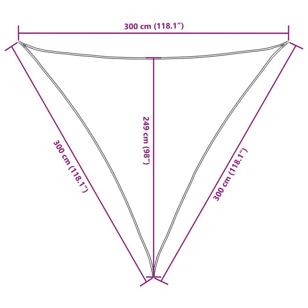 vidaXL Toldo de vela triangular tela Oxford beige 3x3x3 m