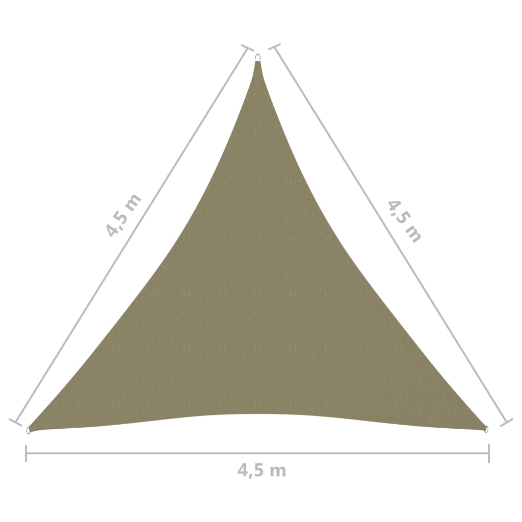 vidaXL Toldo de vela triangular tela Oxford beige 4,5x4,5x4,5 m