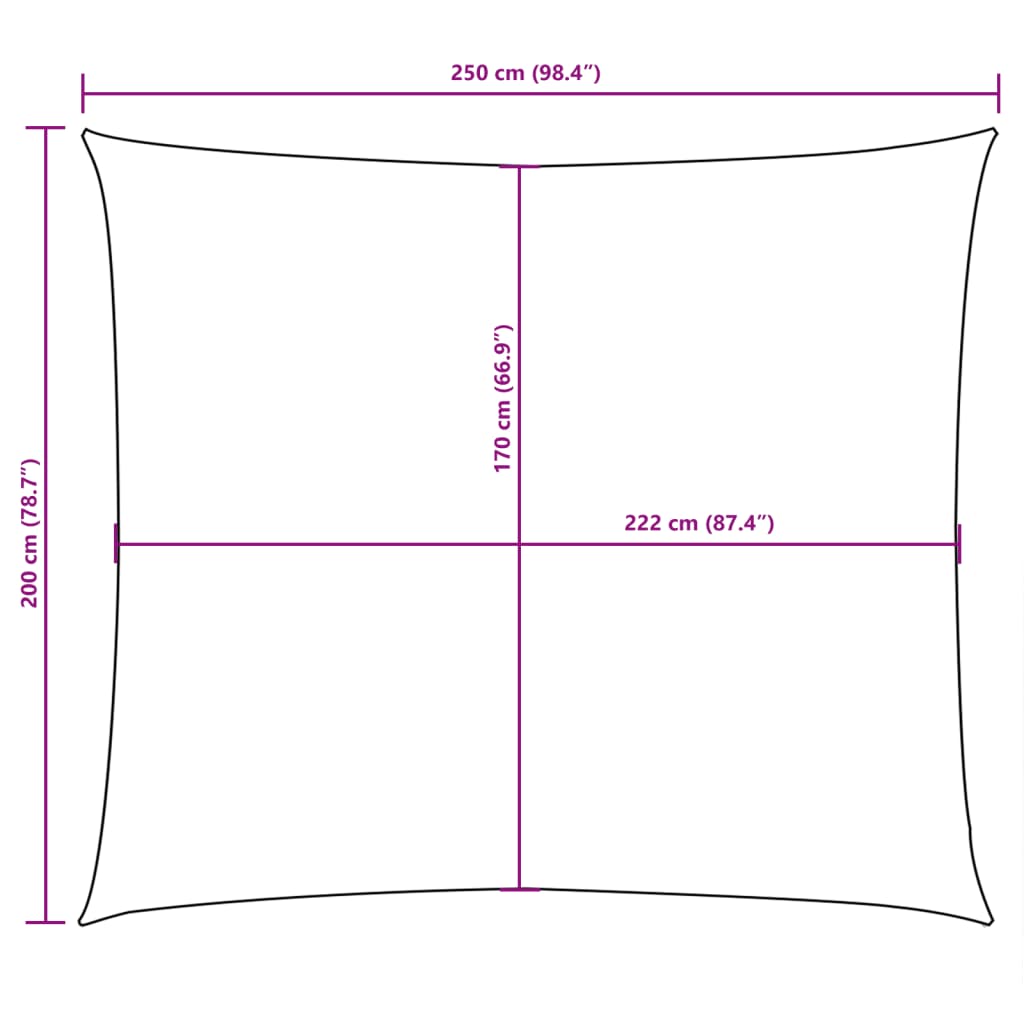 vidaXL Toldo de vela rectangular tela Oxford color crema 2x2,5 m