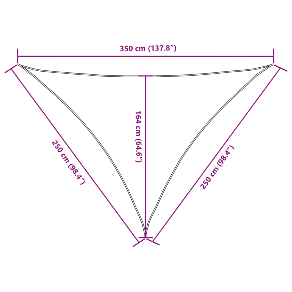 vidaXL Toldo de vela triangular tela Oxford color crema 2,5x2,5x3,5 m