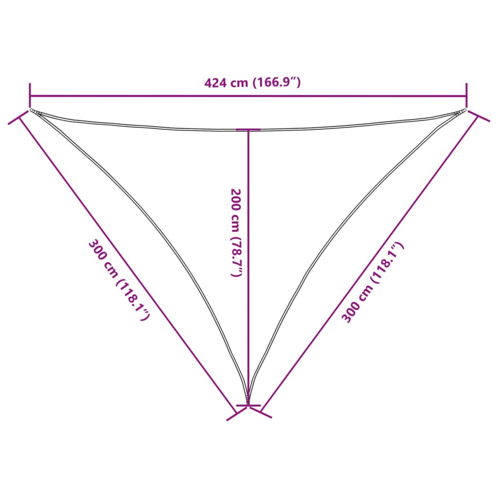 vidaXL Toldo de vela triangular tela Oxford color crema 3x3x4,24 m