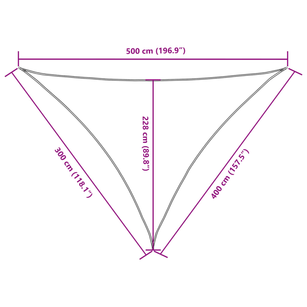 vidaXL Toldo de vela triangular tela Oxford color crema 3x4x5 m