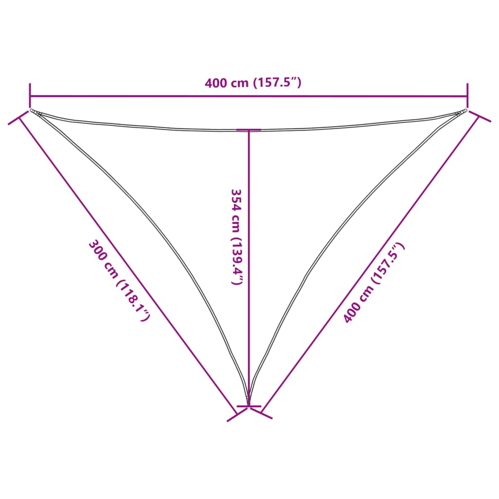 vidaXL Toldo de vela triangular tela Oxford color crema 3x4x4 m