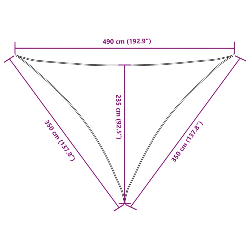 vidaXL Toldo de vela triangular tela Oxford color crema 3,5x3,5x4,9 m