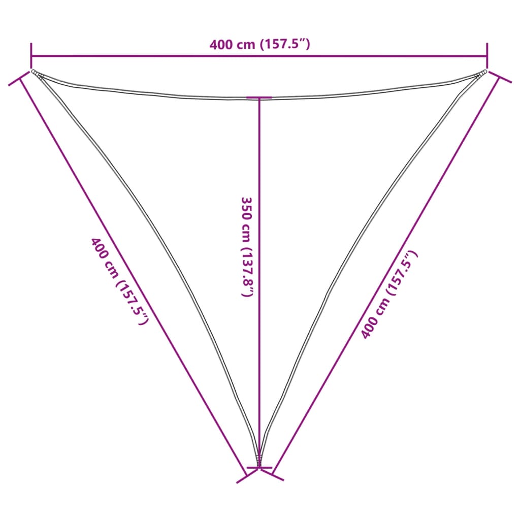 vidaXL Toldo de vela triangular tela Oxford color crema 4x4x4 m