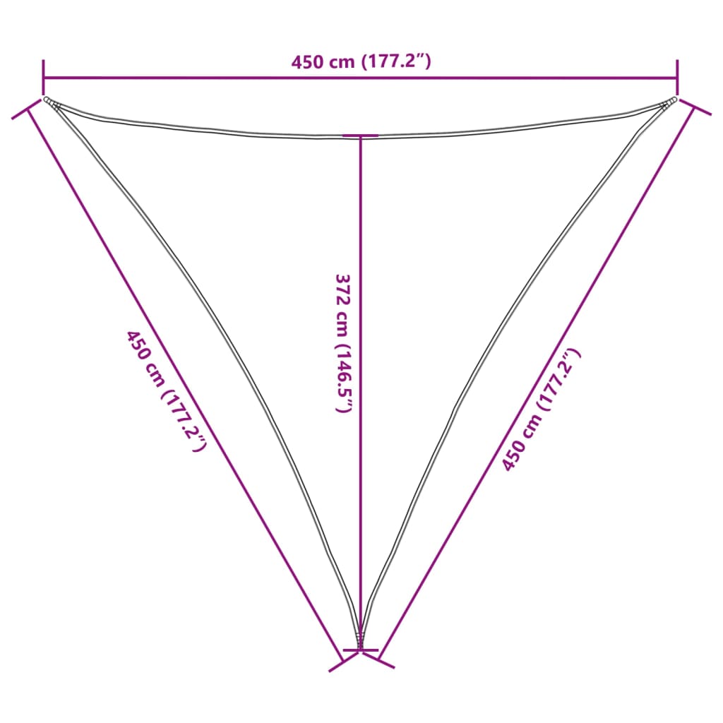 vidaXL Toldo de vela triangular tela Oxford color crema 4,5x4,5x4,5 m