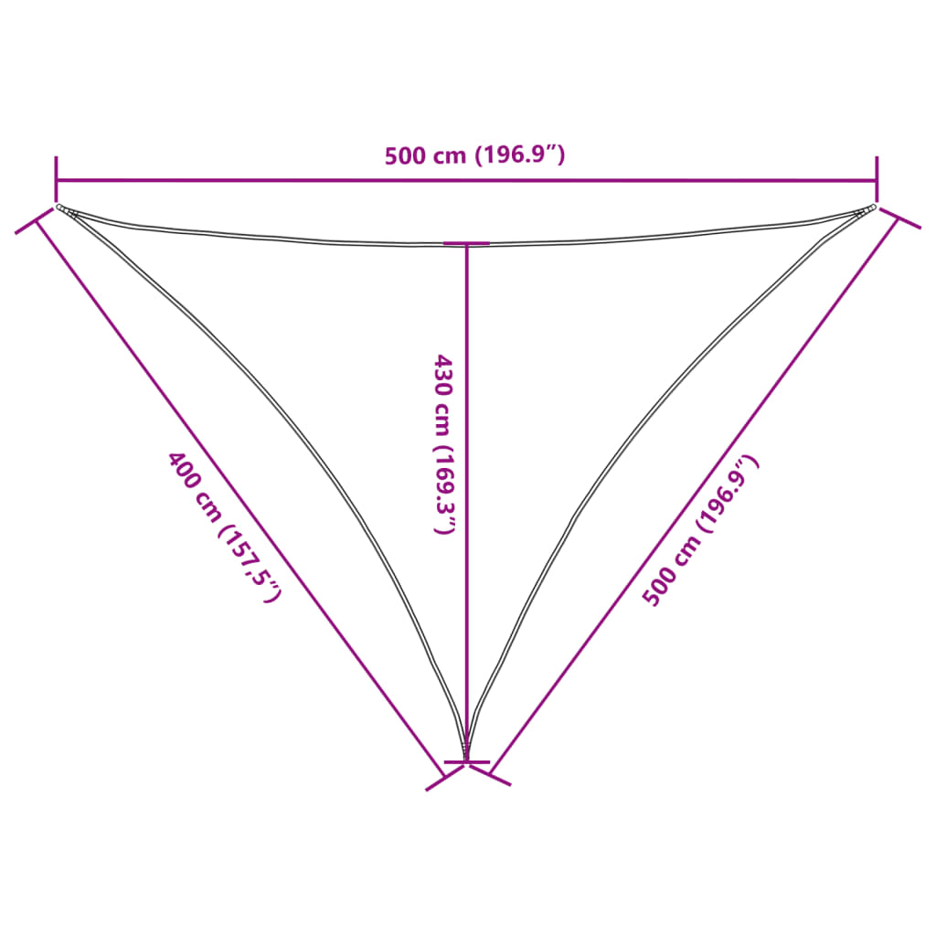 vidaXL Toldo de vela triangular tela Oxford color crema 4x5x5 m