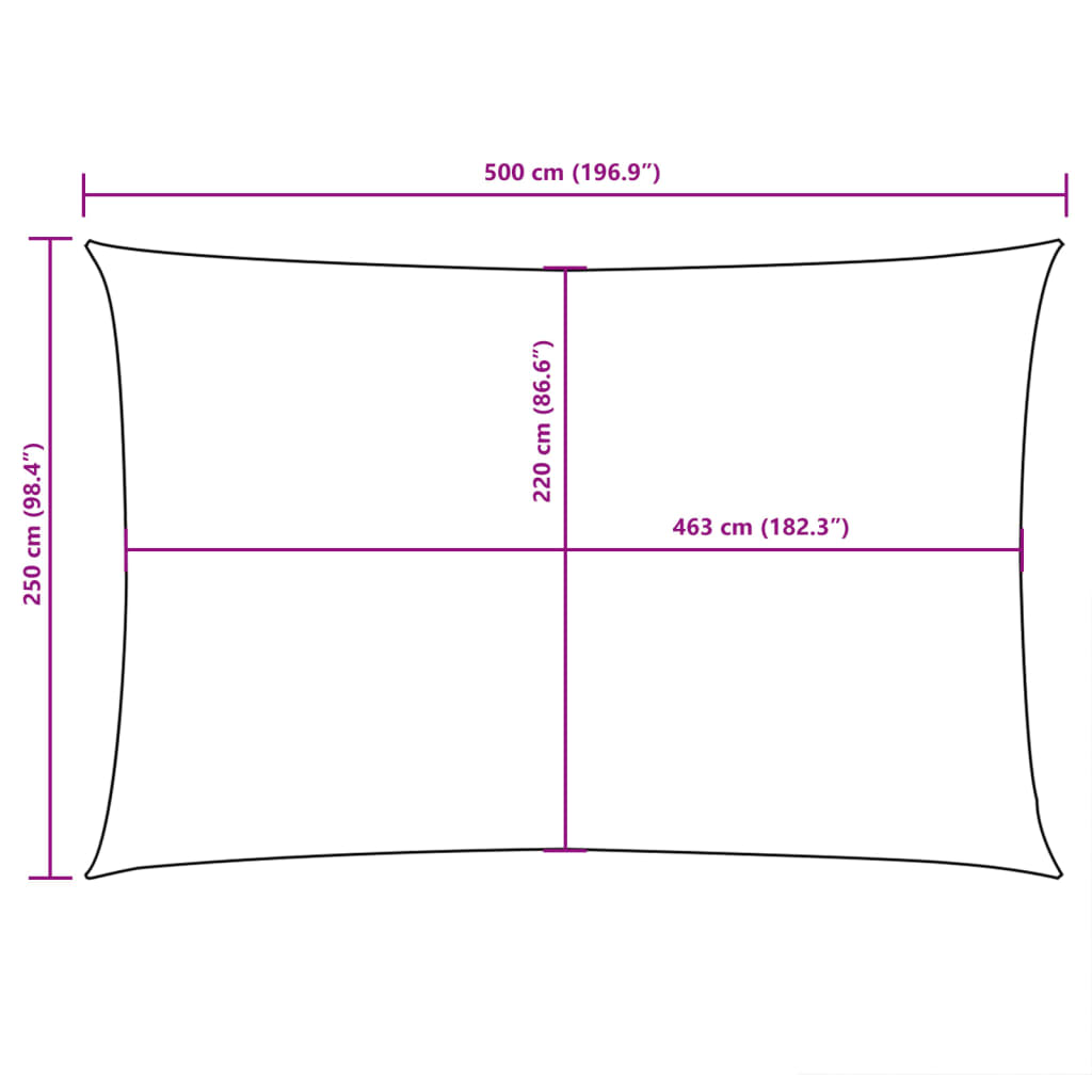 vidaXL Toldo de vela rectangular tela Oxford blanco 2,5x5 m