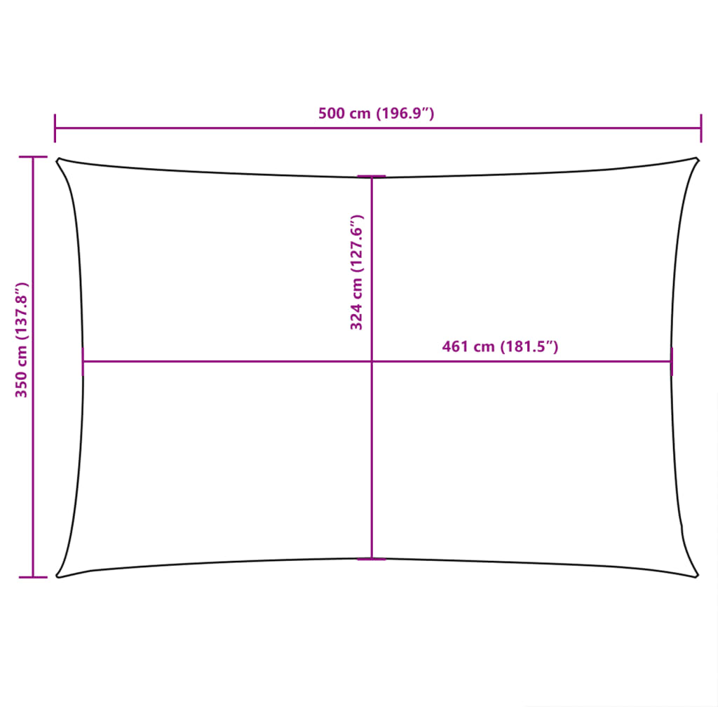 vidaXL Toldo de vela rectangular tela Oxford blanco 3,5x5 m