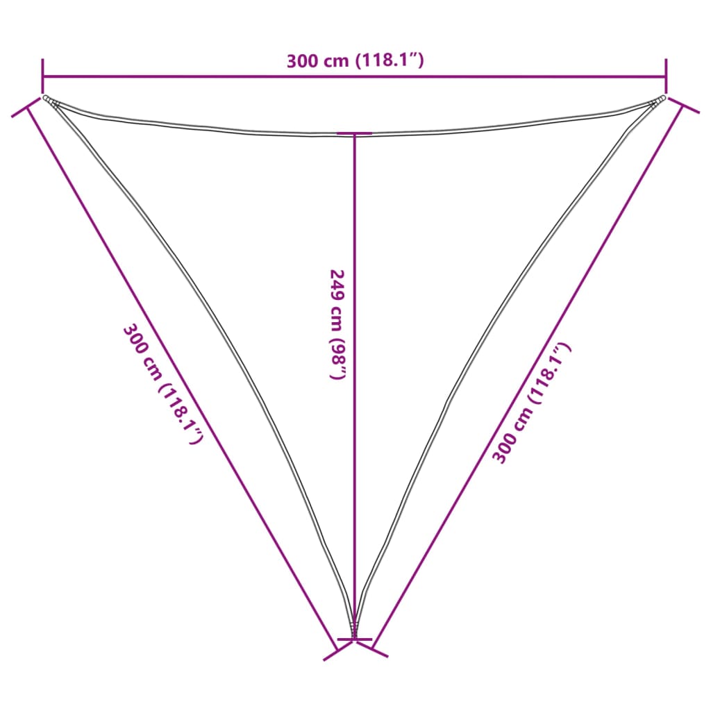 vidaXL Toldo de vela triangular tela Oxford blanco 3x3x3 m