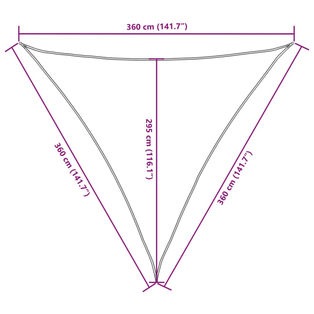 vidaXL Toldo de vela triangular tela Oxford blanco 3,6x3,6x3,6 m