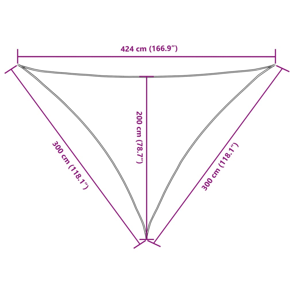 vidaXL Toldo de vela triangular tela Oxford blanco 3x3x4,24 m