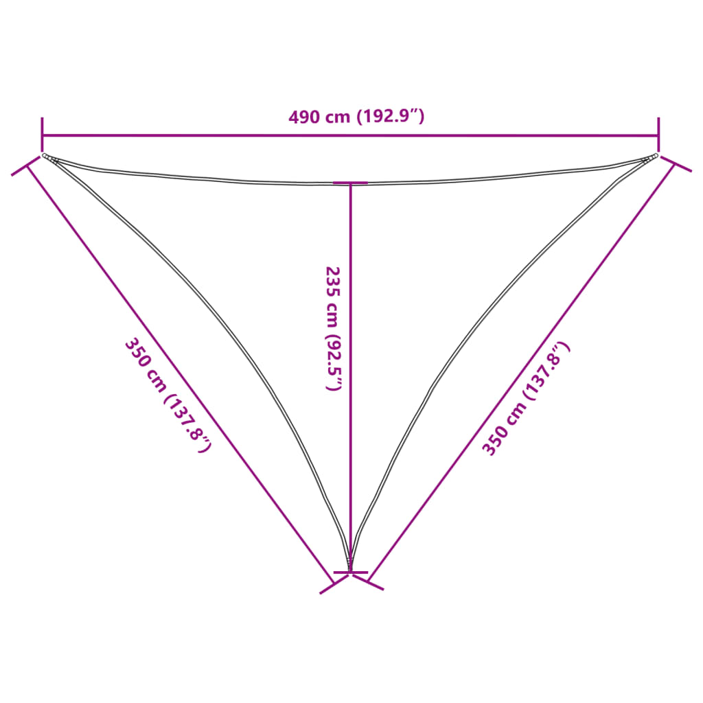 vidaXL Toldo de vela triangular tela Oxford blanco 3,5x3,5x4,9 m