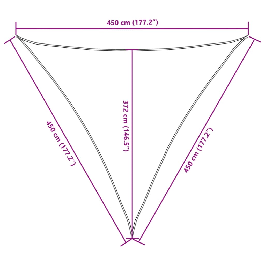 vidaXL Toldo de vela triangular tela Oxford blanco 4,5x4,5x4,5 m