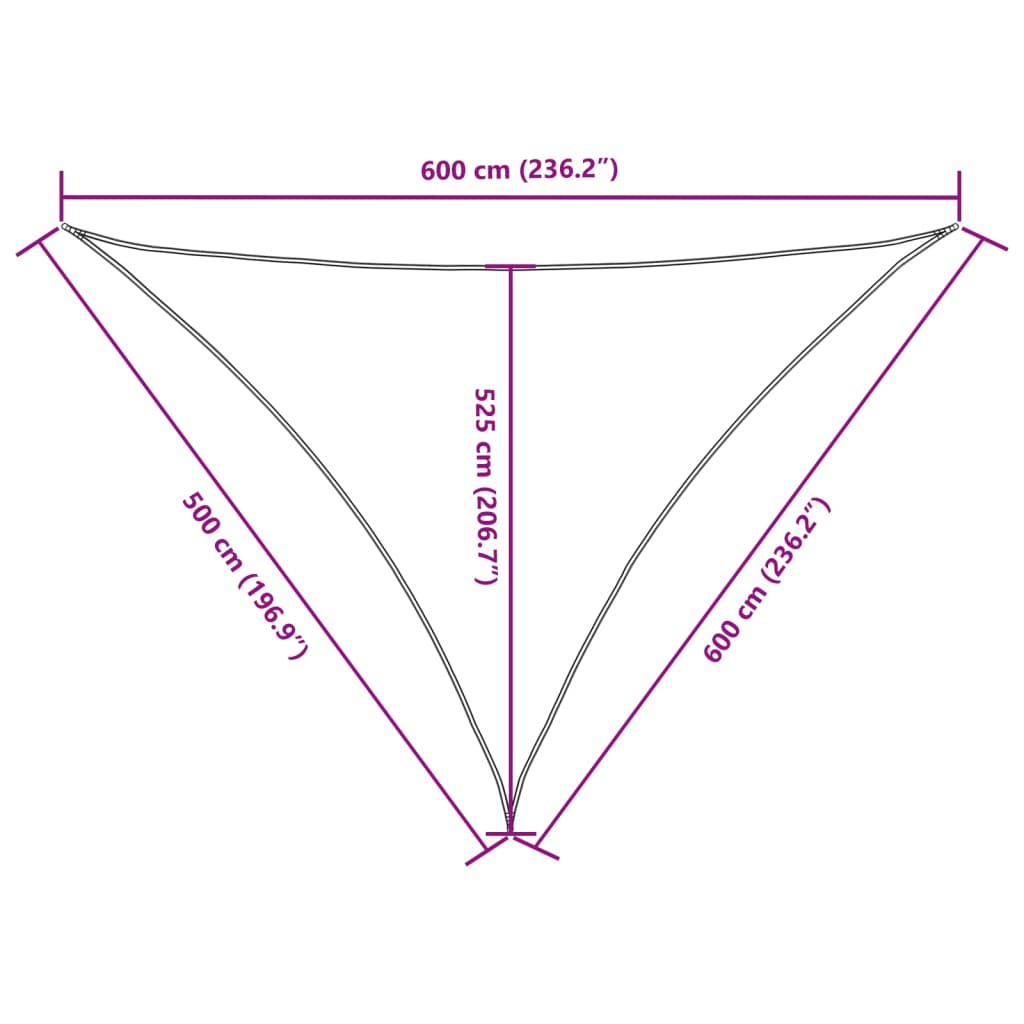 vidaXL Toldo de vela triangular tela Oxford blanco 5x6x6 m