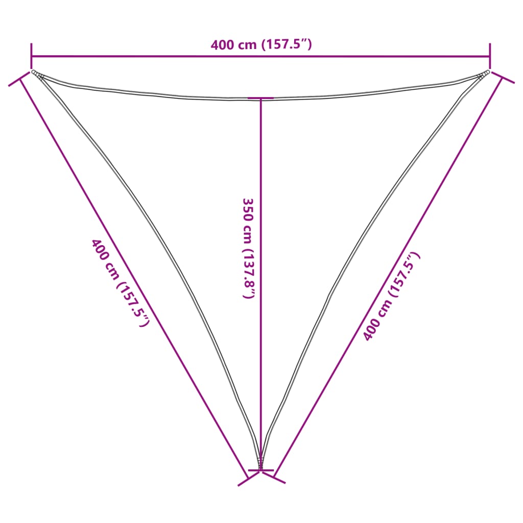 vidaXL Toldo de vela triangular tela Oxford azul 4x4x4 m