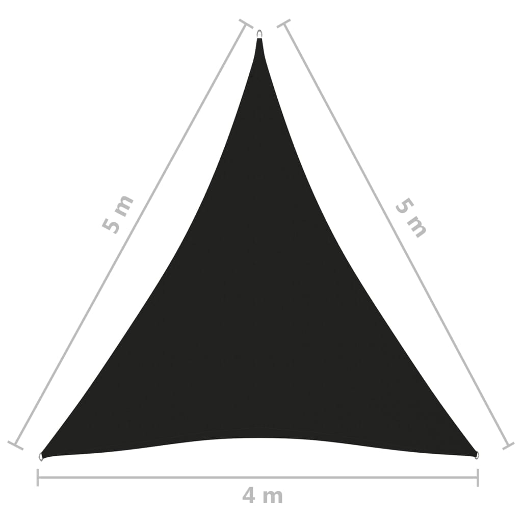 vidaXL Toldo de vela triangular tela Oxford negro 4x5x5 m