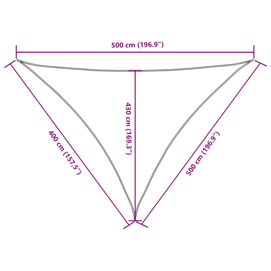 vidaXL Toldo de vela triangular tela Oxford negro 4x5x5 m