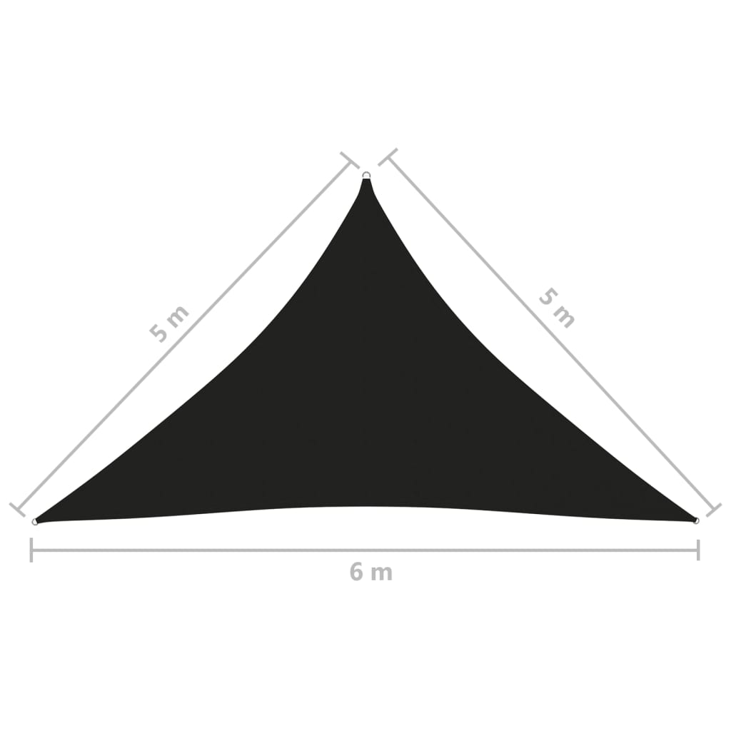 vidaXL Toldo de vela triangular tela Oxford negro 5x5x6 m