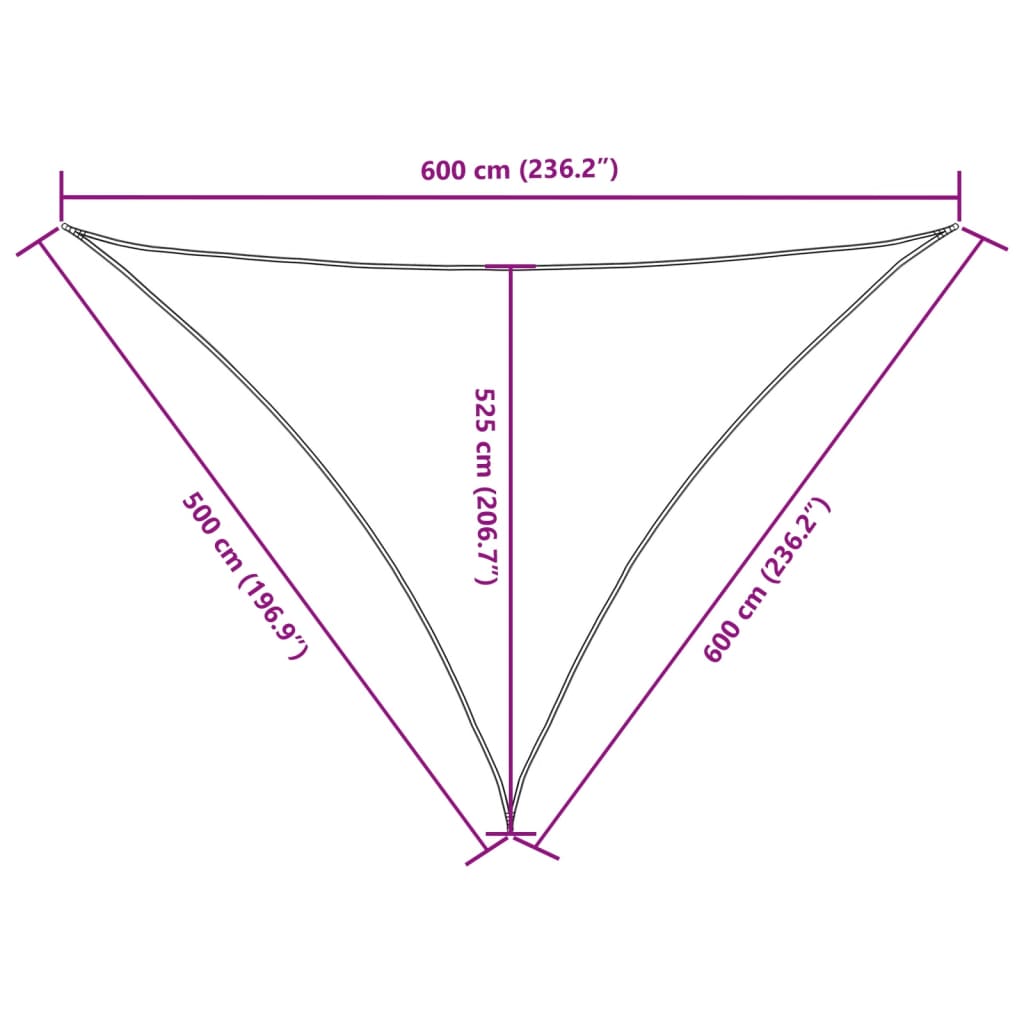 vidaXL Toldo de vela triangular tela Oxford marrón 5x6x6 m