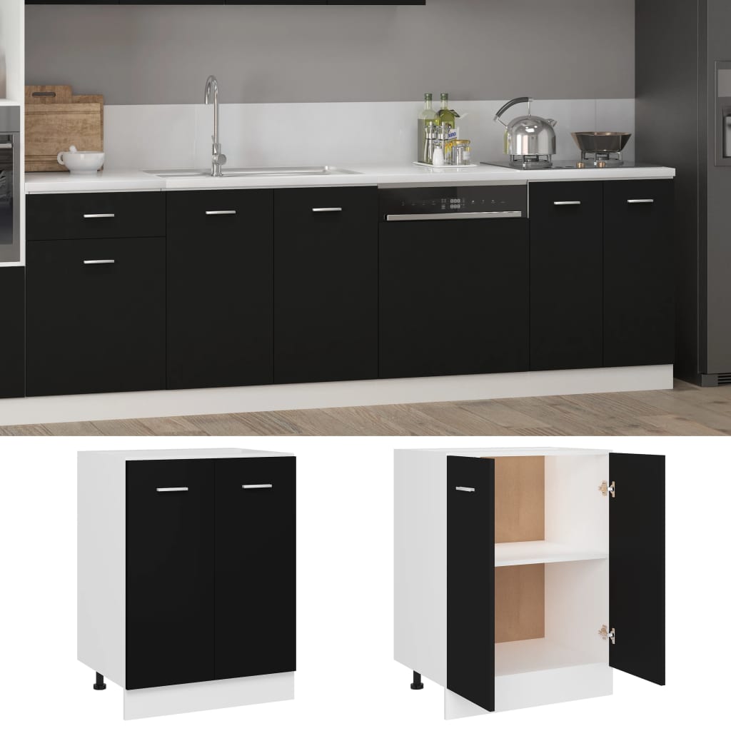 vidaXL Armario inferior de cocina ingeniería negro 60x46x81,5 cm