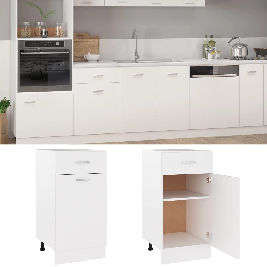 vidaXL Armario bajo cajón cocina madera ingeniería blanca 40x46x81,5cm