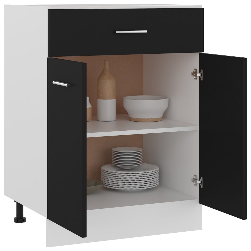 vidaXL Armario inferior cajón cocina madera ingeniería negro 60x46x81,5cm