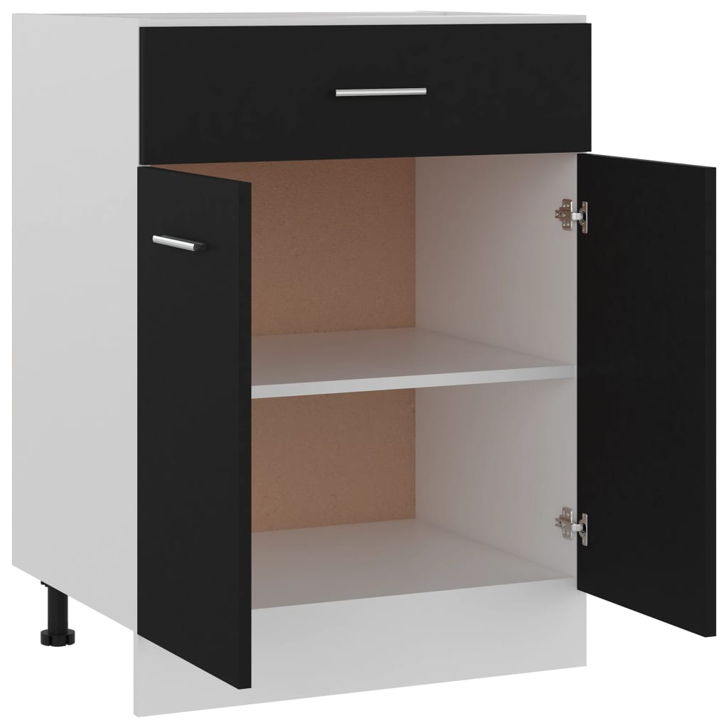 vidaXL Armario inferior cajón cocina madera ingeniería negro 60x46x81,5cm