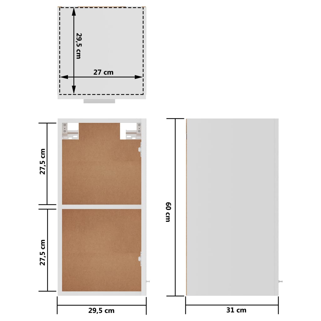 vidaXL Armario colgante de cocina madera de ingeniería 29,5x31x60 cm