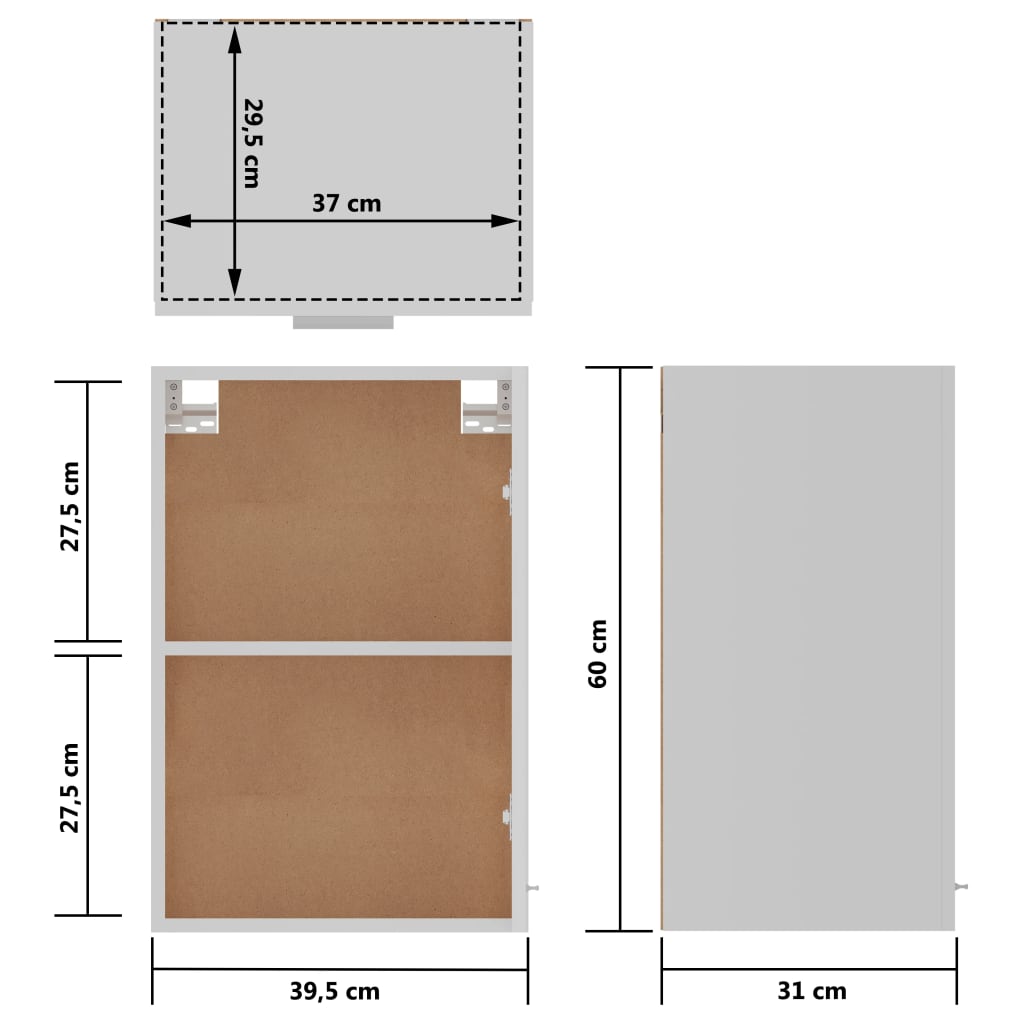 vidaXL Armario colgante cocina contrachapada blanco 39,5x31x60 cm