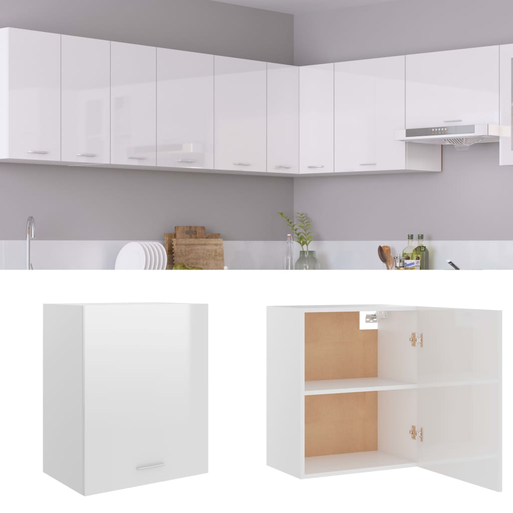 vidaXL Armario colgante cocina madera ingeniería blanco brillo