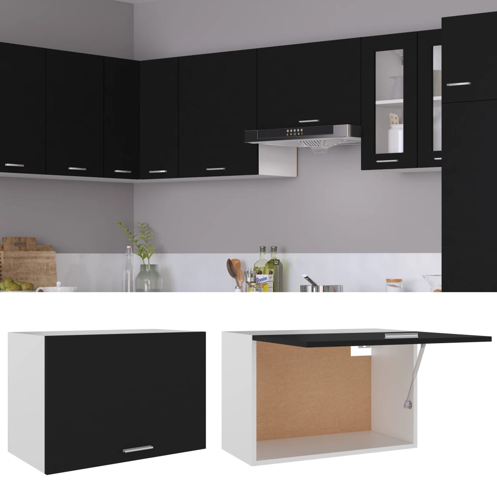 vidaXL Armario colgante de cocina contrachapada negro 60x31x40 cm