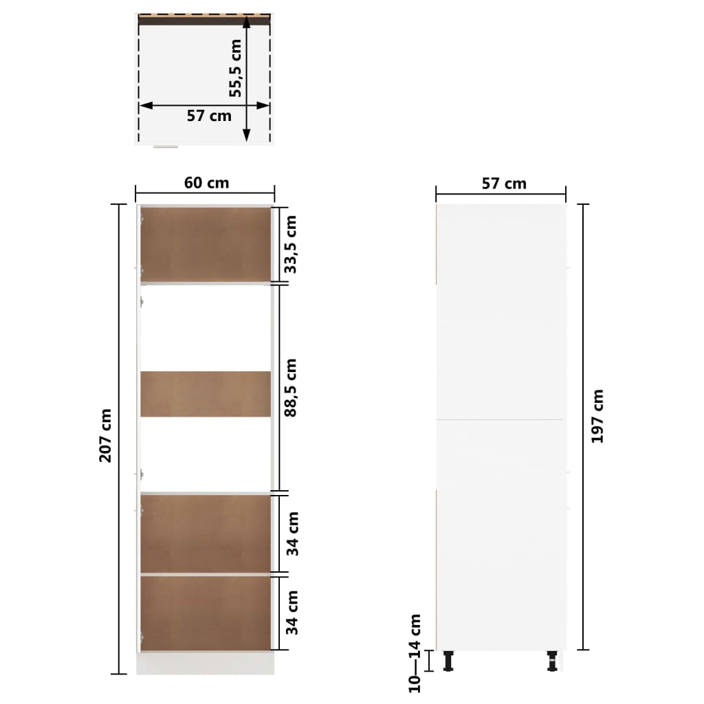 vidaXL Armario de frigorífico madera ingeniería blanco brillo