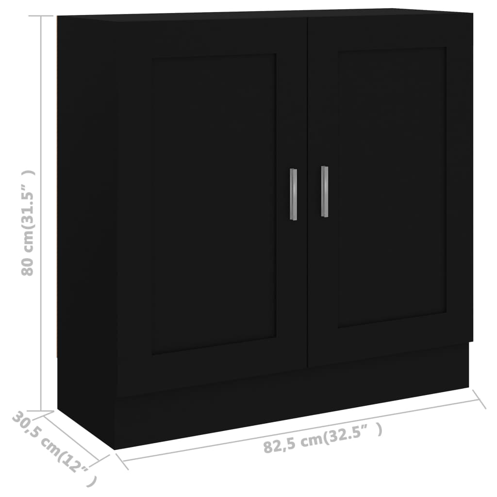 vidaXL Armario de libros madera contrachapada negro 82,5x30,5x80 cm