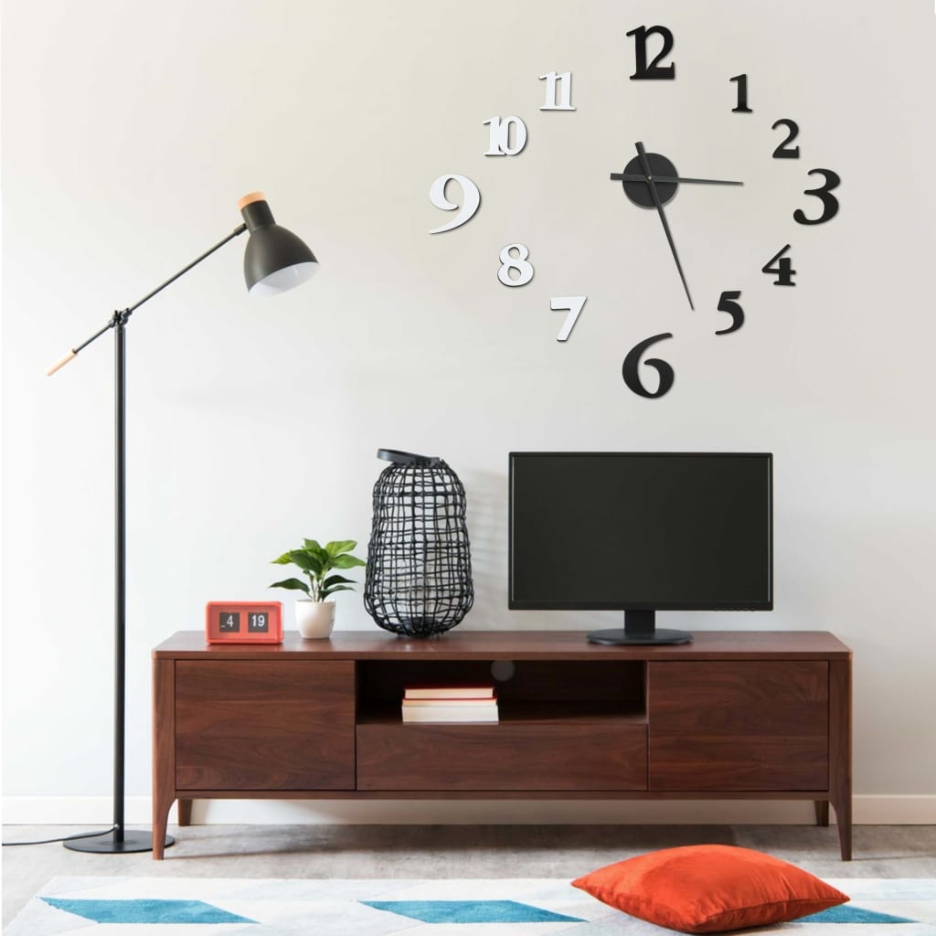 vidaXL Reloj 3D de pared con diseño moderno blanco y negro 100 cm XXL