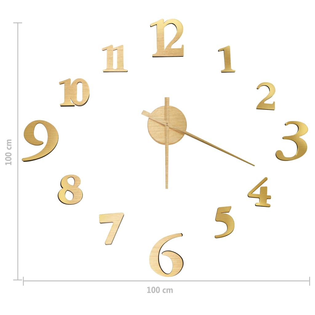 vidaXL Reloj 3D de pared con diseño moderno dorado 100 cm XXL