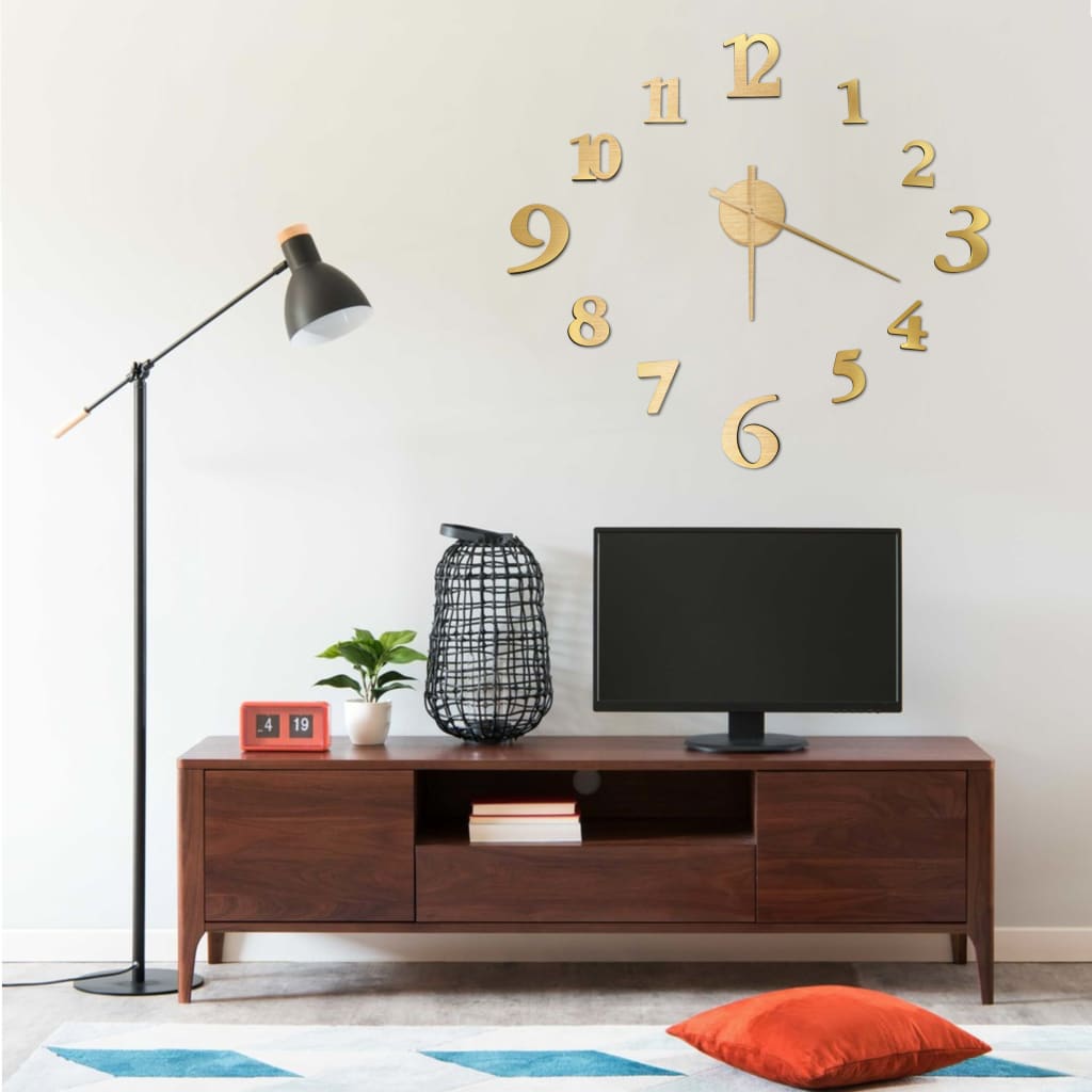 vidaXL Reloj 3D de pared con diseño moderno dorado 100 cm XXL