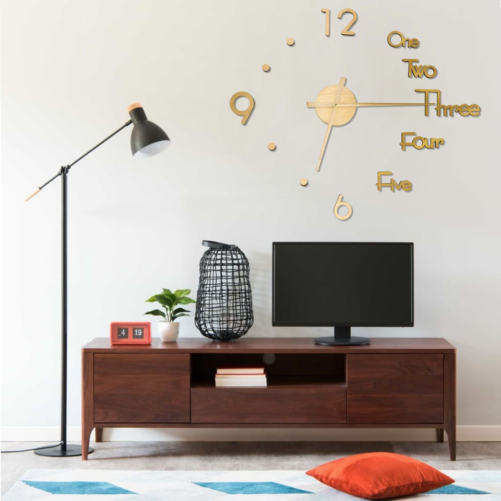 vidaXL Reloj 3D de pared con diseño moderno dorado 100 cm XXL