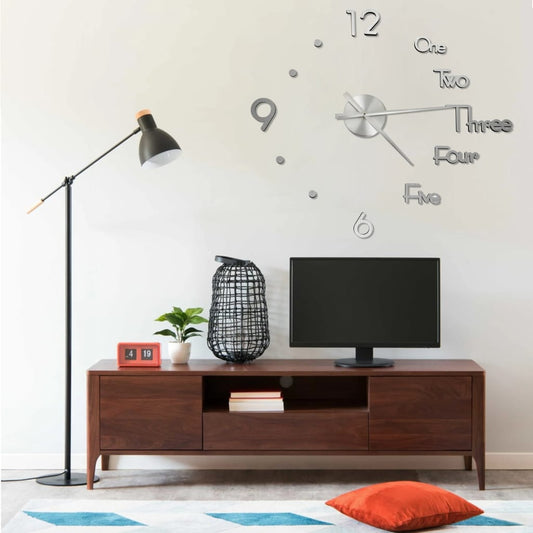 vidaXL Reloj 3D de pared con diseño moderno plateado 100 cm XXL