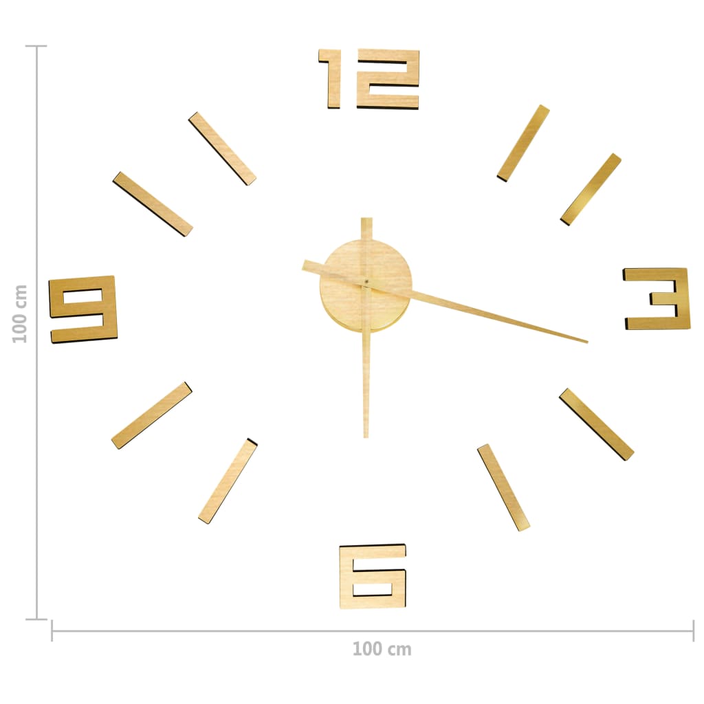 vidaXL Reloj 3D de pared con diseño moderno dorado 100 cm XXL