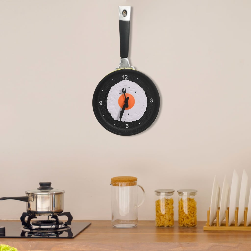 325164 vidaXL Wall Clock with Fried Egg Pan Design 18,8 cm