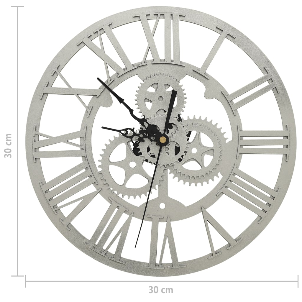 vidaXL Reloj de pared acrílico plateado 30 cm