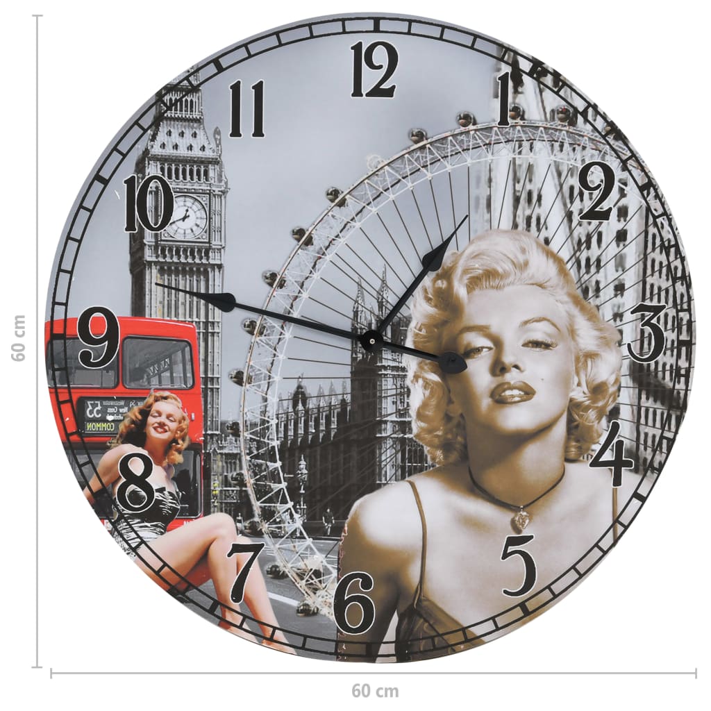 vidaXL Reloj de pared vintage Marilyn Monroe 60 cm