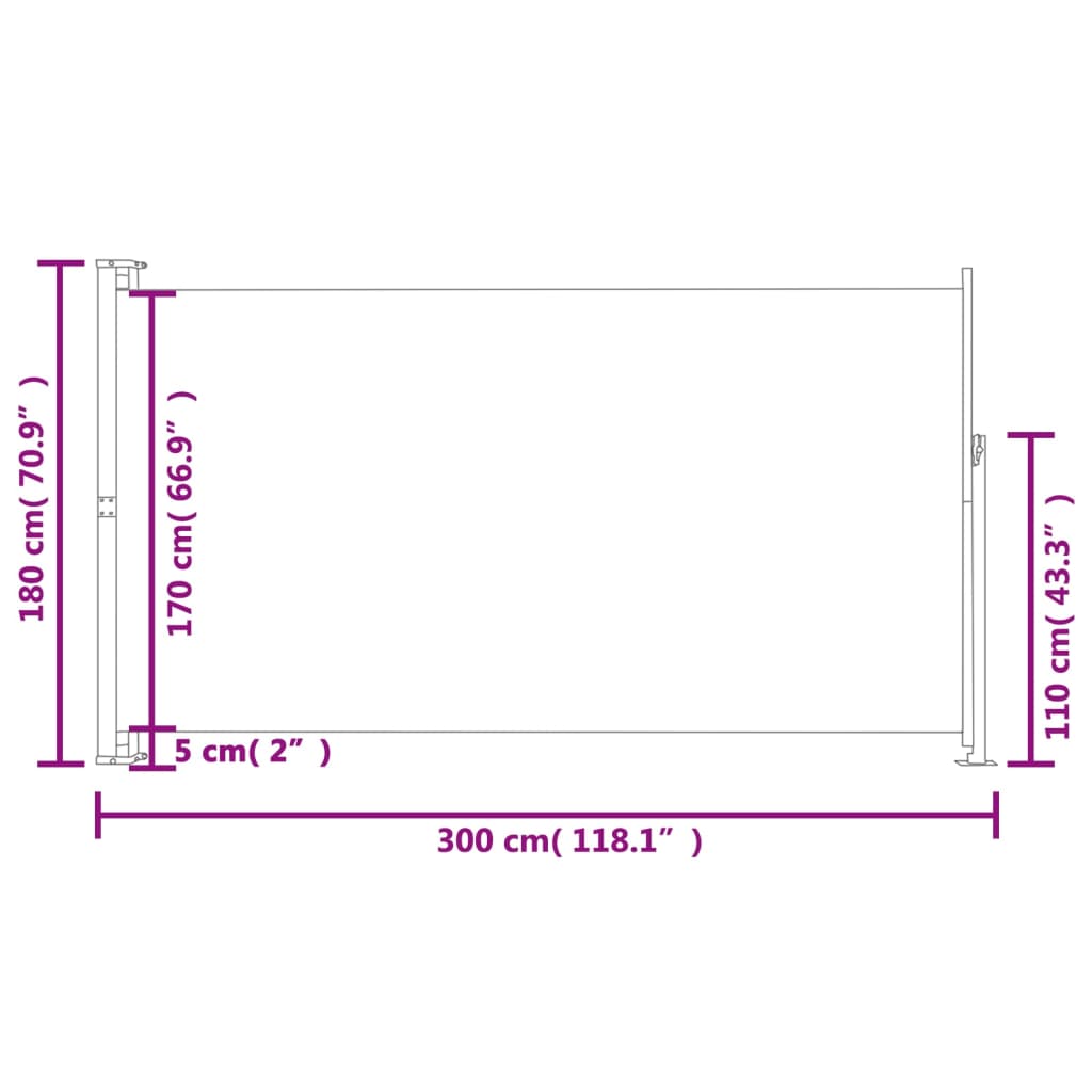 vidaXL Toldo lateral retráctil de jardín crema 180x300 cm