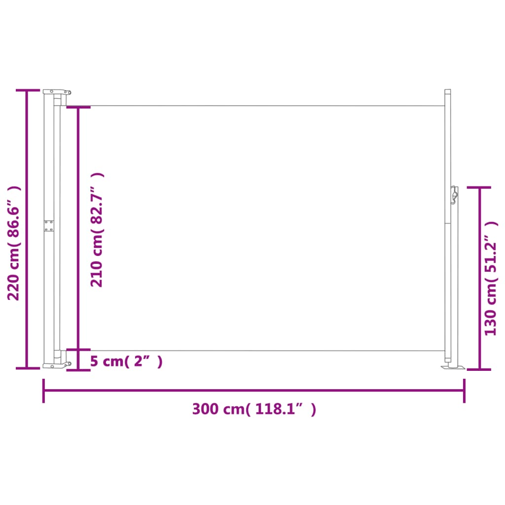 vidaXL Toldo lateral retráctil para patio color crema 220x300 cm