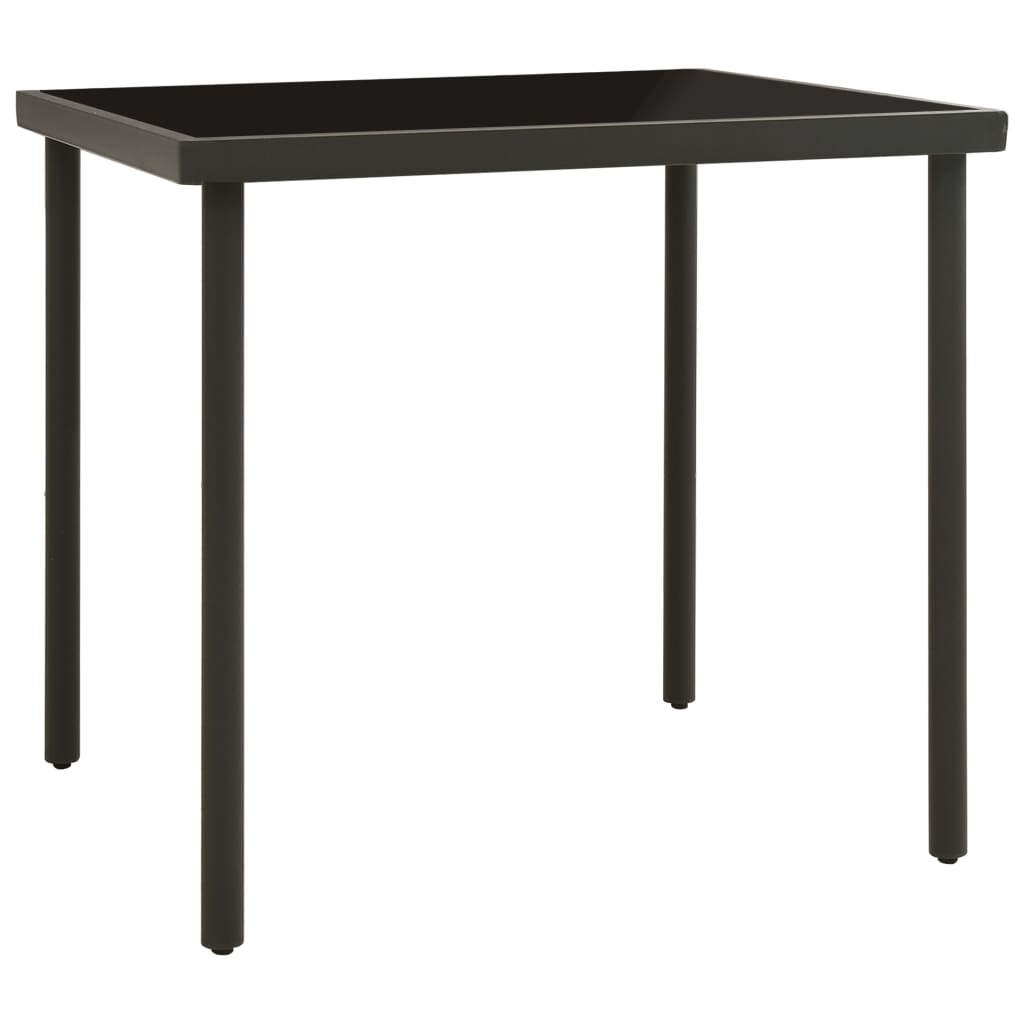 vidaXL Mesa de comedor jardín vidrio y acero gris antracita 80x80x72cm